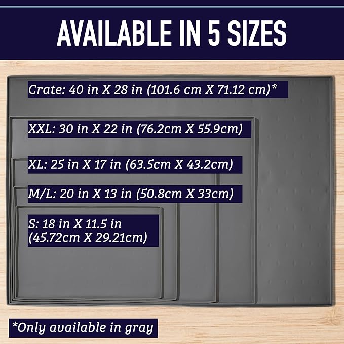 Leash Boss Dog Food Mat for Food and Water Bowls, Waterproof Silicone Pet Feeding Mat for Floors, Extra Tall Raised Edges, Cat and Dog Placemat for Floors, Dishwasher Safe (XXL: 30" x 22" - Black)-Mewly Pet