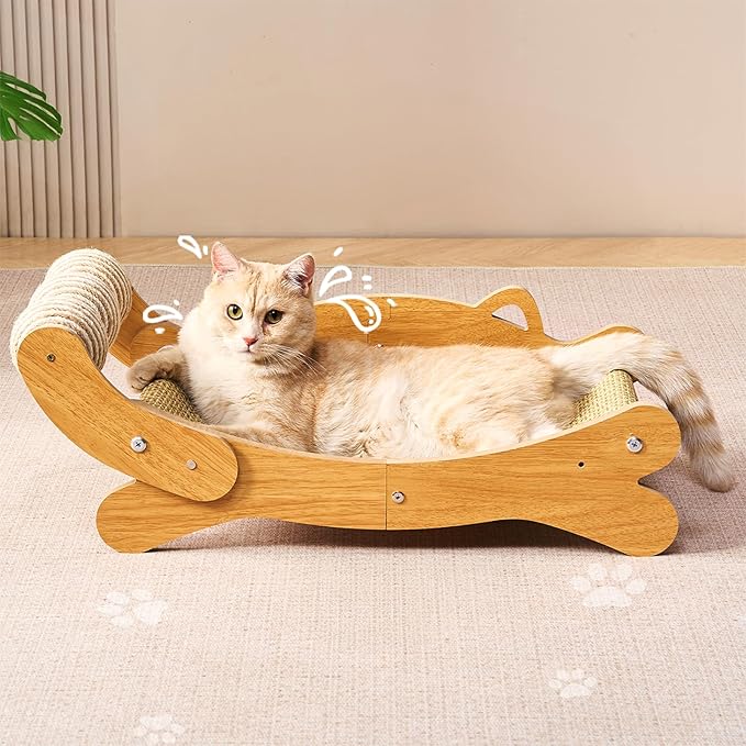 Cat Scratcher & Cats Scratch Pad with Sisal Ball – All-in-One Cats Couch Scratcher, Hammock, and Cat Bed for Indoor Cats, Wooden Cat Scratching Board Upgrade Edition-Mewly Pet
