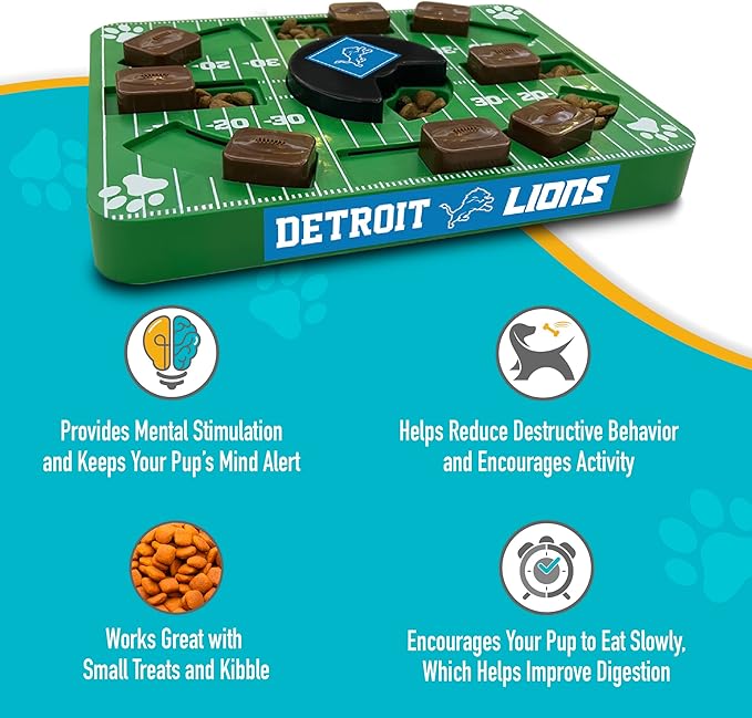 Pets First NFL Detroit Lions Puzzle Toy, Puzzle Treat Dog Toy, Interactive Dog Treat Toy, Dog Puzzle-Mewly Pet