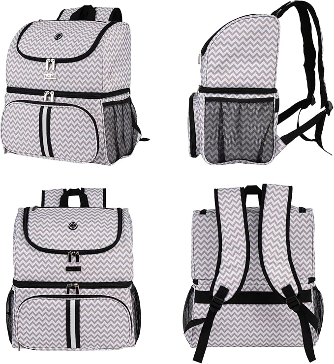 BAGLHER Pet Travel Bag, Double-Layer Pet Supplies Backpack (for All Pet Travel Supplies), Pet Travel Backpack with 2 Silicone Collapsible Bowls and 2 Food Baskets BLW-Mewly Pet