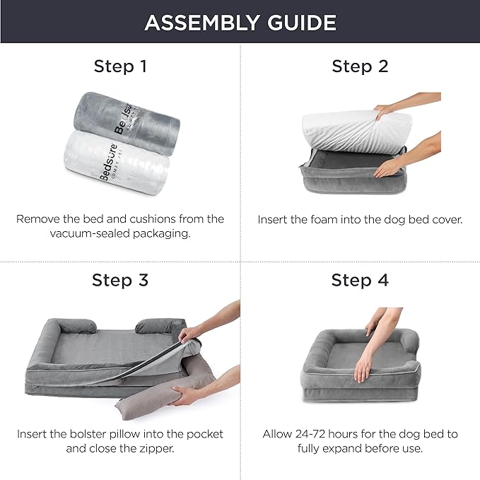 Bedsure Orthopedic Dog Beds Large Sized Dog - Washable Large Dog Cat Bed Waterproof, Comfort Dogs Couch Sofa with Washable Removable Cover, Pet Bed with Nonskid Bottom, Plush-Black, 35"-Mewly Pet