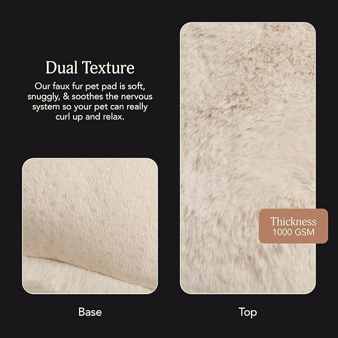 UnHide Floof Pet Pillow - Extra Soft Dog Bed Pillow- Removable Faux Fur Cover - Machine Washable - Helps Ease Pet Anxiety & Provides The Perfect Sleep, 36 x 42 x 5, Large - Beige-Mewly Pet