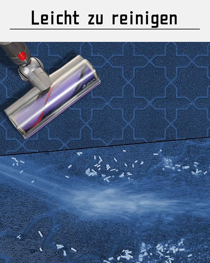 Yimobra Cat Litter Mat, 35.4"x23.6" Litter Box Mat with Litter Lock Mesh, Soft Cat Litter Mat Litter Trapping Mat, Easy to Clean, Non-Slip, Water Resistant, Litter Free Floors, Dark Blue-Mewly Pet