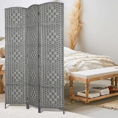 Rose Home Fashion 6 ft Tall Room Divider, Room Dividers and Folding Privacy Screens, 15.7in Privacy Screen 3 Panel Partition Temporary Wall Separation for Private, Grey
