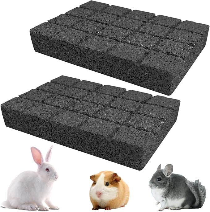 Hamiledyi 2PCS Rabbit Scratching Pads Bunny Lava Grinding Claw Pads Small Animal Foot Pads Hamster Scratch Board Chew Toys for Gerbil Chinchilla Hedgehog Guinea Pig Cage Accessories-Mewly Pet