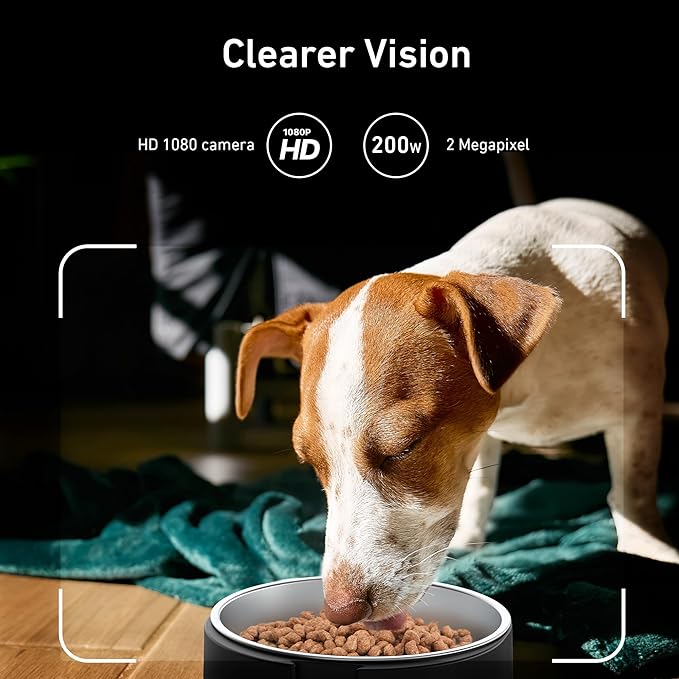 Automatic Dog & Cat Feeder with Camera & WiFi – 8L/34 Cups, 1080P Night Vision, 2.4 & 5G WiFi, 2-Way Talk, 10s Voice Recording, Timed Food Dispenser, Up to 99 Portions, 15 Meals Per Day-Mewly Pet