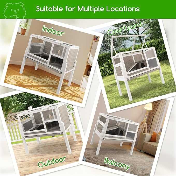 Guinea Pig Cages Hamster Cage Indoor with Stand, Chew Proof Rabbit Cages Habitat for Small Animals with Pull Out Tray, Detachable Legs, Large Guinea Pig House with Ramp, Hideout-Mewly Pet