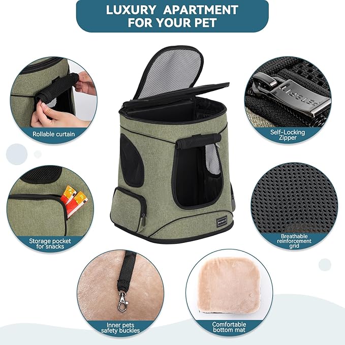 Petsfit Pet Backpack Carrier with Upgrade Waist Cushion Design to Better Fit The Waist, Suitable for Small and Medium Dogs Cats, and Rabbits up to 18 Pounds-Mewly Pet