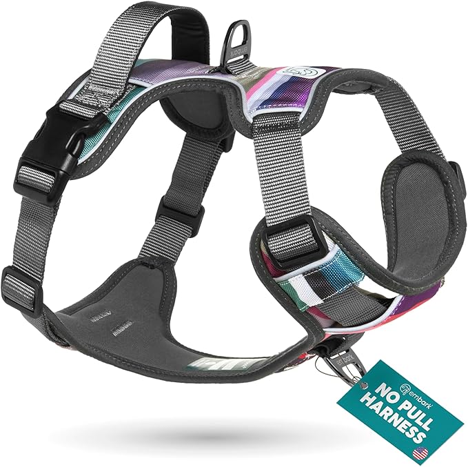 Embark Adventure Dog Harness, Reflective Trim XL Dog Harness for Extra Large Dogs No Pull - Military Grade Nylon, 2 Leash Clips & Gel Lined Handle. Soft & Padded Puppy Dog Harnesses for Any Breed-Mewly Pet