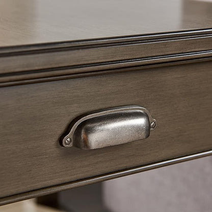Laurent 20 in. Solid Wood End Table with Shelf and Drawer, Smoke Gray – Leick Home, 10507-GR
