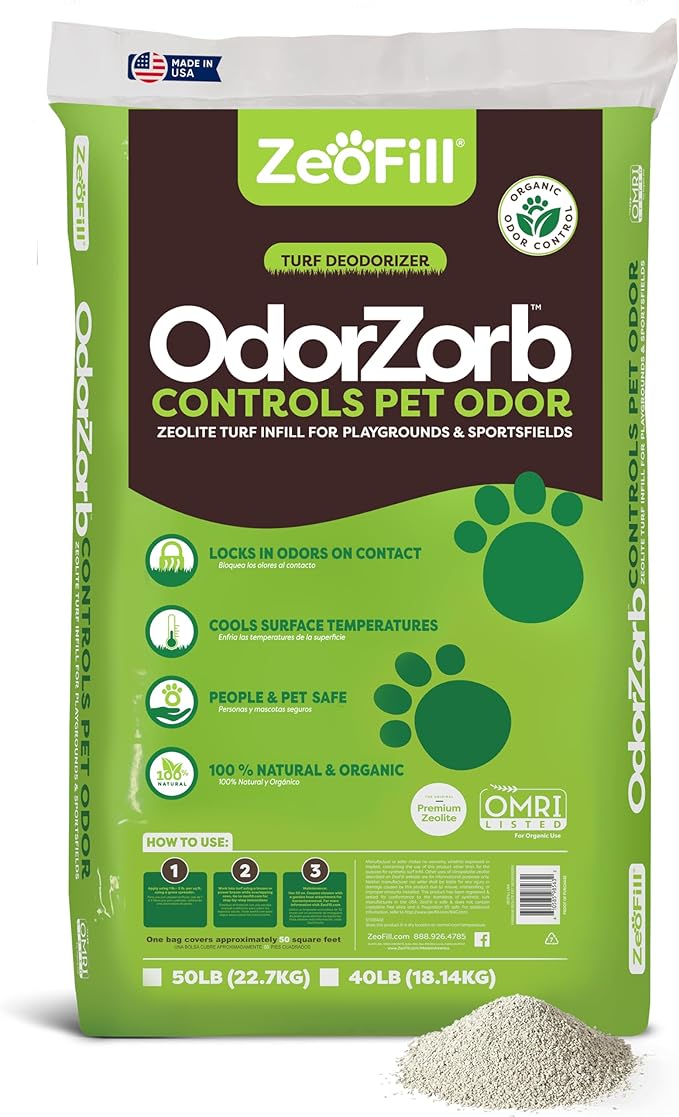Premium Outdoor Odor Infill - 40lbs. Bag – Pet Urine Odor Eliminator for Artificial Turf, Grass, Playgrounds, & Sport Fields – 97% Pure Clinoptilolite Zeolite – Odor Eliminator & Deodorizer-Mewly Pet