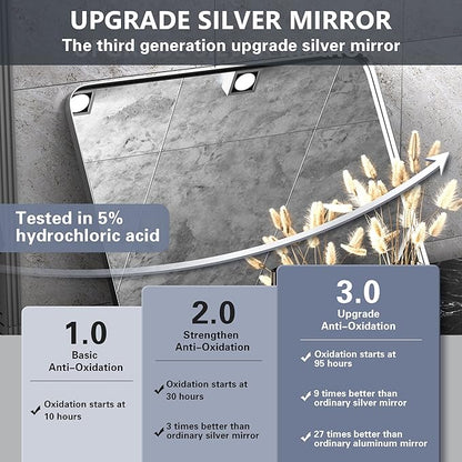 PAIHOME 24x36-Inch Brushed Nickel Bathroom-Vanity-Mirror for Wall - 304 Stainless Steel Silver Frame Bathroom Mirrors, Rectangle Farmhouse Mirror, Vertical Or Horizontal Hanging Modern Mirror