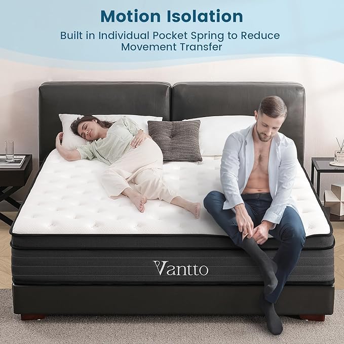 Twin Size Mattresses, 10 Inch Hybrid Memory Foam Individual Pocket Springs Twin Bed Mattress in a Box with Pressure Relief, Motion Isolation, CertiPUR-US, 100 Nights Trial