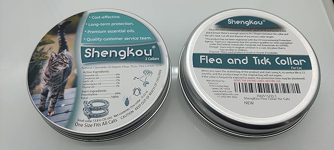 Flea and Tick Collar for Cats - Offers 12-Month Protection, Crafted with Premium Plant Oils, Waterproof, Natural, Safe for Kittens, Includes Free Comb and Tweezers, 13.8 in (2 Packs)-Mewly Pet