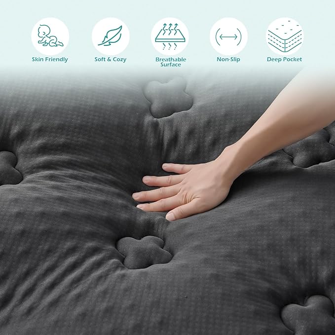 Hansleep College Dorm Twin XL Mattress Topper Viscose Derived from Bamboo, Memory Foam Pillow Top Mattress Topper Twin XL, Breathable Mattress Pad for Back Pain Relief, 39" x 80", Charcoal Grey