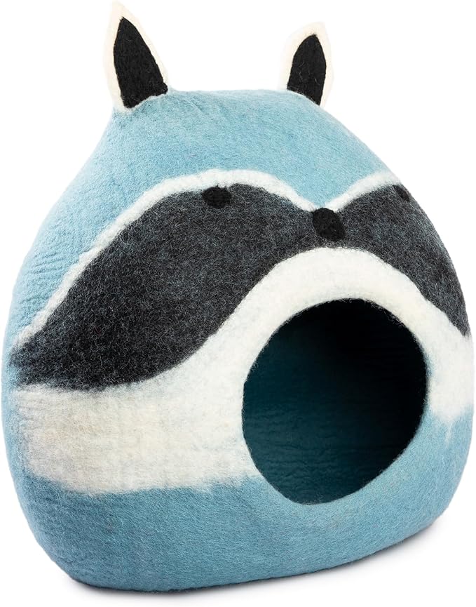 Luxurious Eco-Friendly Merino Wool Cat Cave Bed Sloth - Foldable Hideaway Pod for Indoor Cats - Premium Felt Kitten Beds - Covered Cat House for Ultimate Cozy Comfort by Woolygon-Mewly Pet