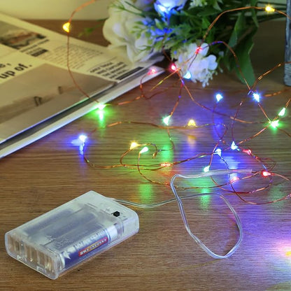 Sanniu Led Fairy Lights Battery Operated, 8 Packs Mini Battery Powered Copper Wire Starry String Lights for Christmas,Bedroom,Wedding,Parties,Patio,Indoor,Home Decoration (5m/16ft Multicolor)