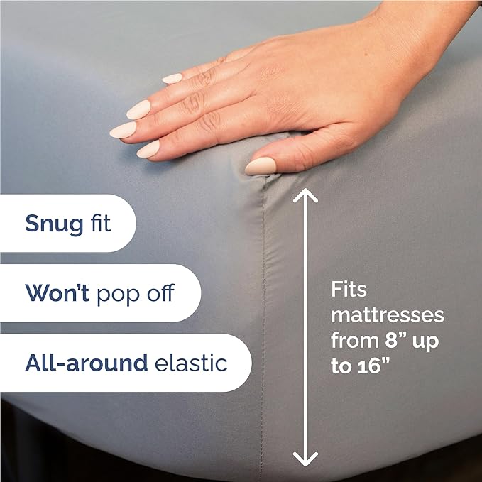 Twin XL 4 Piece Sheet Set - Comfy Breathable & Cooling - Ultra Soft Hotel Luxury Bedding Set w/ 8-16 Inch Deep Pockets - 1 Flat & 1 Fitted Sheet & 2 Pillowcases - Wrinkle Free & Easy Care - Steel Blue