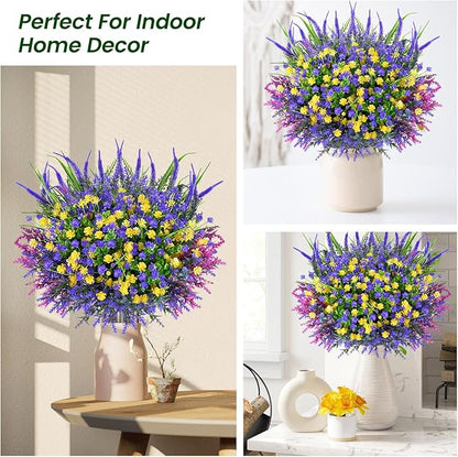Artificial Plants Outdoor, 20PCS Artificial Flowers, UV Resistant Fake Flowers, Faux Flowers for Outdoor Planters for Home Garden Outside Porch Decor