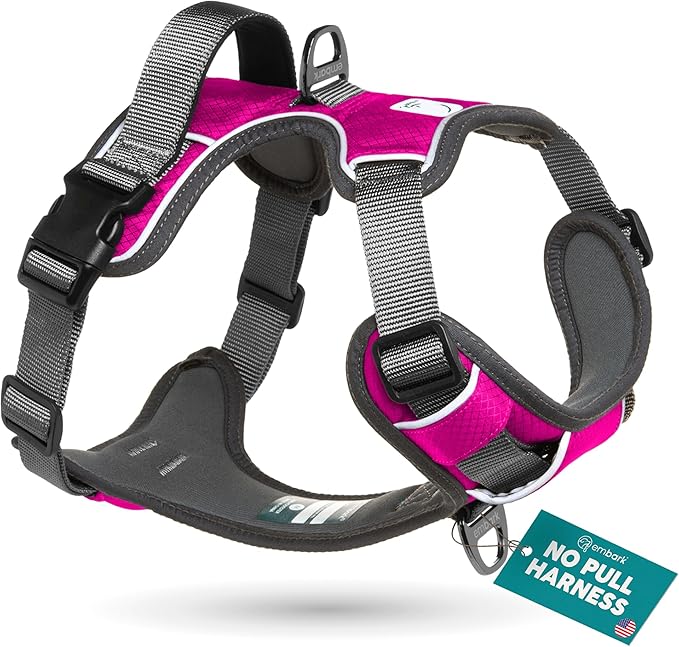 Embark Adventure Dog Harness, No-Pull Reflective Trim Dog Harness for Small, Medium & Large Dogs - Military Grade Nylon, 2 Leash Clips & Gel Lined Handle. Soft & Padded Puppy Dog Vest for Any Breed-Mewly Pet