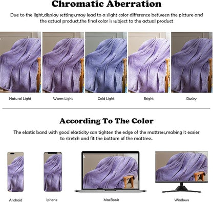 NEWCOSPLAY Super Soft Throw Blanket Lavender Premium Silky Flannel Fleece Leaves Pattern Lightweight Bed Blanket All Season Use (Lavender, Throw(50"x60"))