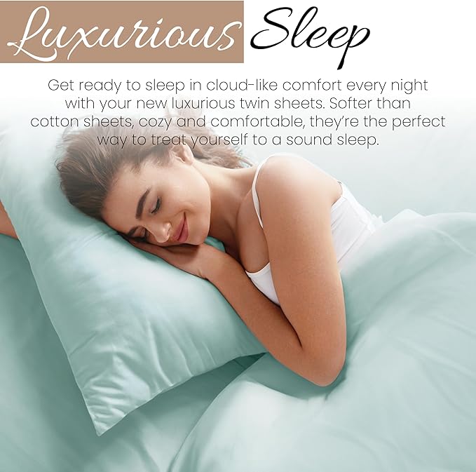 Linen Market Bed Sheets for Twin Size Bed (Aqua) - Sleep Better Than Ever with These Soft and Cooling Twin Sheets - Deep Pocket Fits 16" Thick Beds - 3 Piece Twin Sheet Set