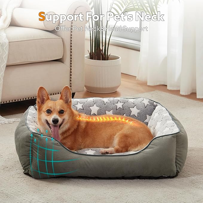 SIWA MARY Dog Bed Medium Size Dog,Waterproof Dog Sofa Beds,Comfort Dog Beds for Medium Dogs with Non-Slip Botttom,S Plus(25"x21"x8") Dark Grey-Mewly Pet