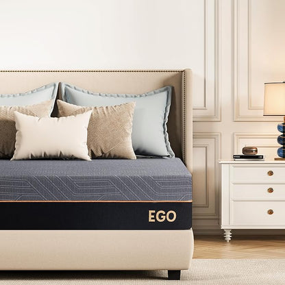 EGOHOME 12 Inch Full Memory Foam Mattress for Back Pain, Cooling Copper Gel Bed in a Box, Foam Made in USA, CertiPUR-US Certified, Therapeutic Medium Firm, Double 54x75x12 Black
