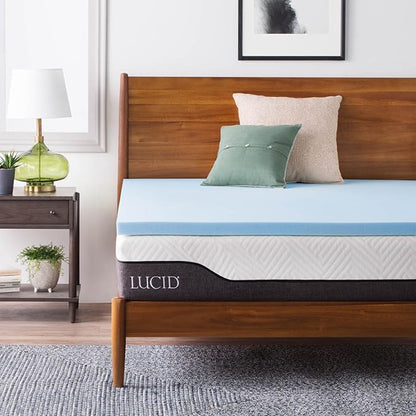 LUCID 2 Inch Mattress Topper, California King Size – Cooling Gel Infused Memory Foam – Plush Feel – Ventilated Breathable Design – CertiPur Certified