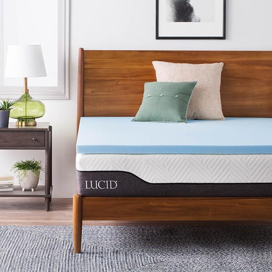 LUCID 2 Inch Mattress Topper, California King Size – Cooling Gel Infused Memory Foam – Plush Feel – Ventilated Breathable Design – CertiPur Certified