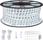 SURNIE 150ft LED Rope Lights Outdoor Waterproof: 110V Daylight White Dimmable Flat Strip Light 6500K Cuttable Connectable for Stairs Deck Backyards Commercial Indoor Outdoor Lighting, Not Tube Rope