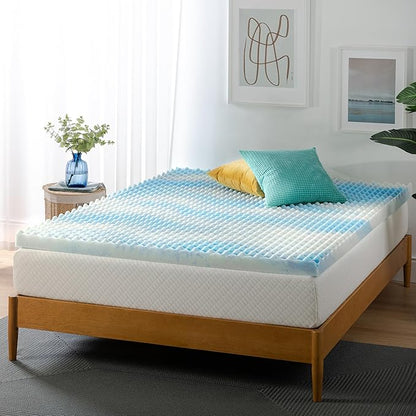 ZINUS 3 Inch Swirl Gel Cooling Memory Foam Mattress Topper, Smaller, More Convenient WonderBox Packaging, Cooling, Airflow Design, CertiPUR-US Certified, Queen