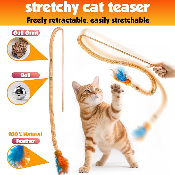 Cat Toys Set for Indoor Cats – 18PCS Cat Toys with Teaser Wand, Mouse, Ball, Spring Toys for Kittens, Interactive Cat Teaser Toys for Bored Cats Exercise and Play-Mewly Pet