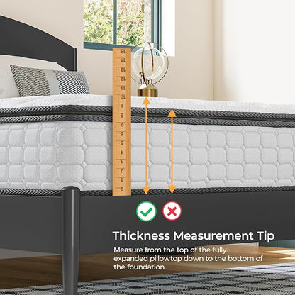 Vesgantti Twin Mattress, 10 Inch Hybrid Twin Size Mattress in a Box, Single Bed Pillow Top Mattresses, Foam and Pocket Coils Innerspring Mattresses, Pressure Relief, Medium Firm Feel