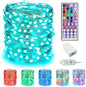 Minetom Upgraded Color Changing Fairy String Lights - 66 ft 200 LED 24 Colors USB Silver Wire Lights with Remote and Timer for DIY Bedroom Party Indoor Christmas Decoration, Adapter Included
