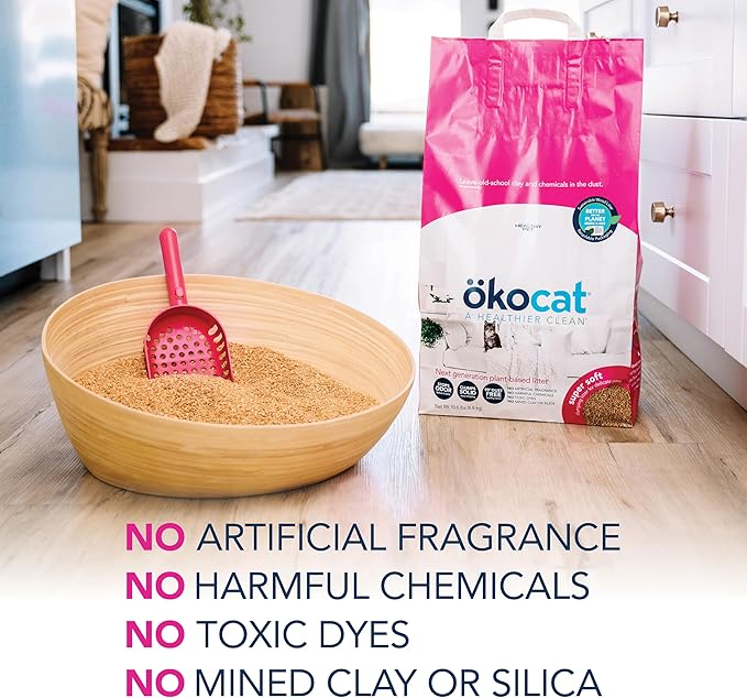 ökocat Super Soft Wood Clumping Cat Litter, Unscented,14 pounds - Natural Ingredients, Stops Odor, Clumps Solid, 99% Dust Free, Great for All Cats, Sensitive Paws, Kittens-Mewly Pet