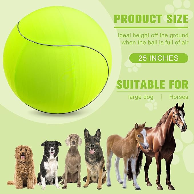 Herding Ball for Dogs & Horses - 25" with Cover Large Green Ball with Pump-Mewly Pet