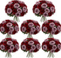 Geosar 8 Bundles Artificial Peonies Flowers Fake Silk Peony Bouquet Faux Peonies Flowers Bulk for Decoration Vase Floral Arrangements Wedding Party Table (Wine Red,Gray)