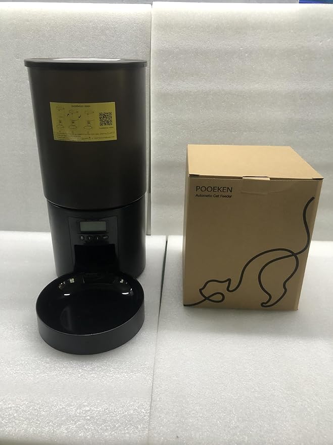 Automatic Cat Feeder Food Dispenser: 6L Timed Small Dog Dry Food Dispenser with 10s Voice - Distributeur Nourriture Chat Hund Programmable - Auto Pet Feeder with 1-6 Meals Black-Mewly Pet