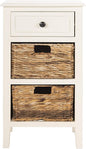Safavieh Home Collection Everly Drawer , Vintage White 1-Drawer 2 Removable Baskets Side Table