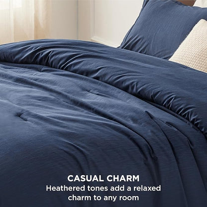 Bedsure Oversized King Comforter Set - Navy Soft Bedding for All Seasons, Cationic Dyed Bed Set, 3 Pieces, 1 Oversized King Size Comforter (120"x98") and 2 Pillow Shams (20"x36"+2")