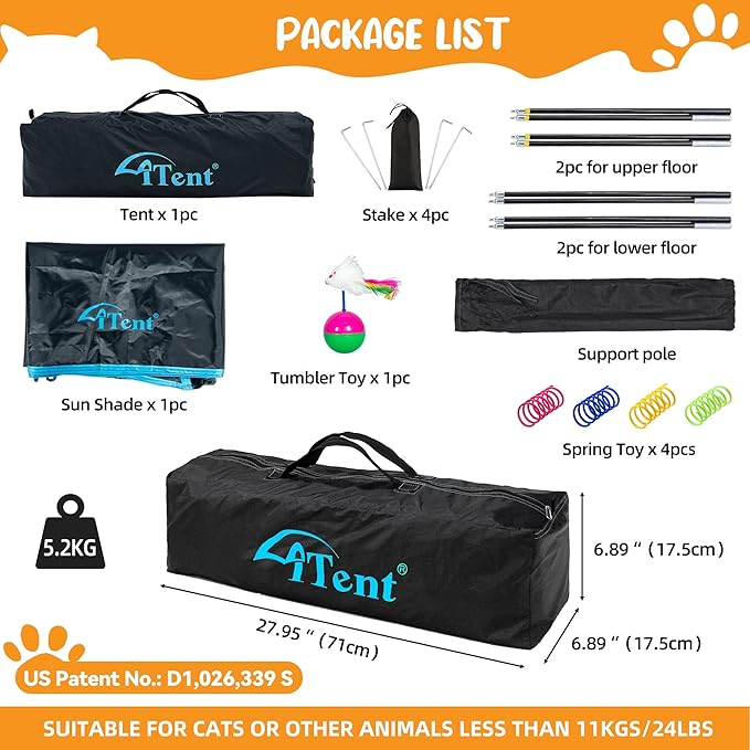 X-Large Catio Outdoor Cat Enclosure,3-Tier Spacious Outdoor Cat Tent for Indoors and Outdoors,Portable and Foldable Kitty Enclosure,Two Doors Design can Assemble More Shapes (Patented)-Mewly Pet