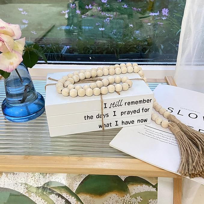Decorative Books for Home Decor, White Faux Books for Decoration, Rustic Farmhouse Stacked Display Books (I Still Remember)