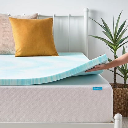 Linenspa 2 Inch Gel Swirl Memory Foam Mattress Topper – Cooling Gel Infused – Pressure Relieving Bed Topper - Mattress Pad – CertiPUR Certified - Twin Size