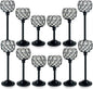 12pcs Bulk Crystal Candle Holders Set, 3 Sizes Tealight Candlestick Holders for Wedding Table Centerpiece, Fireplace Candelabra, Home Decor – Black (Kehail)