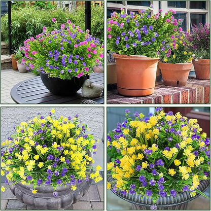Artificial Plants Outdoor, 20PCS Artificial Flowers, UV Resistant Fake Flowers, Faux Flowers for Outdoor Planters for Front Porch Pot Decor