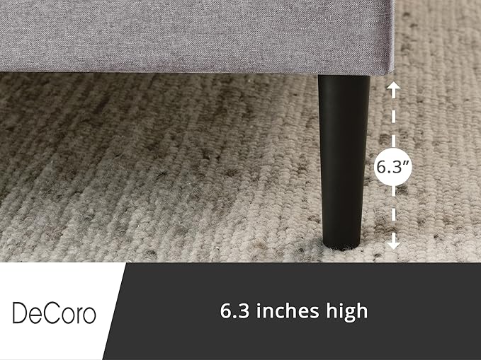 Decoro Mornington Upholstered 2.0 Platform Bed, Button-Tufted Fabric Headboard and Metal Frame with Wood Slat Support, Light Grey, King