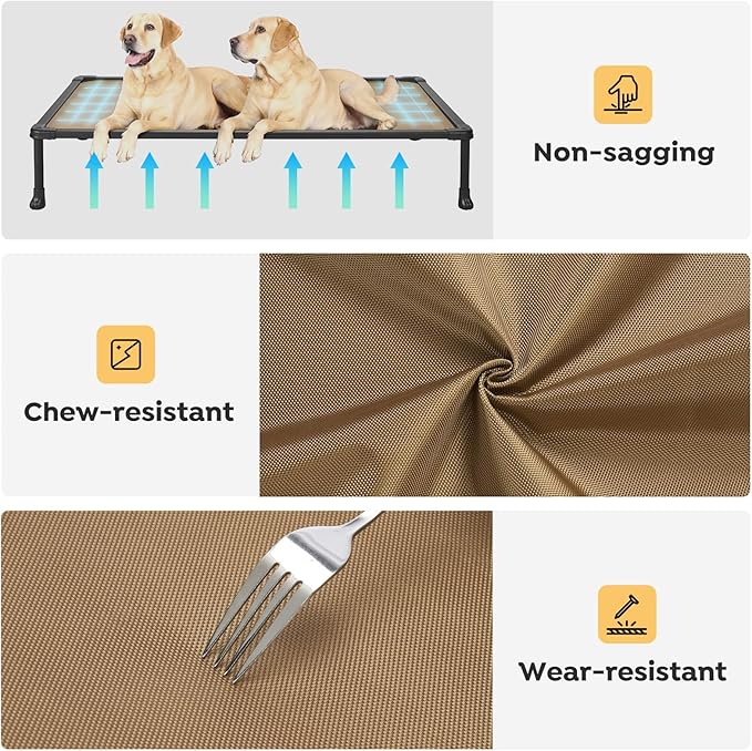 Veehoo Chew Proof Dog Cot, Non Chewable Large Bed, Anti-Scratch Durable Hammock Raised Place for Training Platform, Outdoor Cooling Off Ground, CWC2420ACP-Mewly Pet