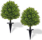 2 Pack 24”Artificial Topiary Ball Tree with Spike Soft Cypress Realistic Faux Cedar Pines Christmas Trees UV Rated Fake Shrubs for Christmas Pot Fillers Front Door Porch Indoor Outdoor Xmas Decor