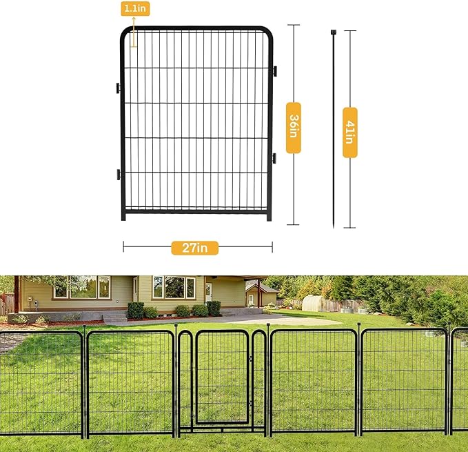 Garden Fence 36 Inch 14 Panels Without Gate, Inside and Outside, Total 31 Ft(l) Garden Fence for Yard and Dog, Black Dog Pen, Heavy Duty Pet Puppy Exercise Pen for Rv Camping-Mewly Pet